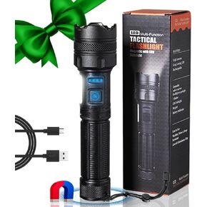 Rechargeable Flashlights High Lumens-250000 Lumens Super Bright Led Flashlights High Lumens with Magnetic Base and COB Sidelight, Zoomable & 7 Modes & IPX6 Waterproof For Emergency Home Camping