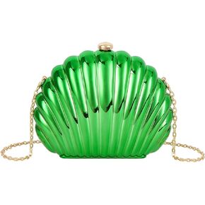 Quniko Women Evening Bag Acrylic Clutch Purse Shell Shape Shoulder Cross-body Bag Chain Box Bag