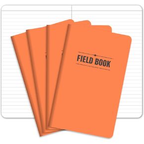 Elan Publishing Company Field Notebook/Journal - 5"x8" - Orange Cover - Lined Memo Book - Pack of 4