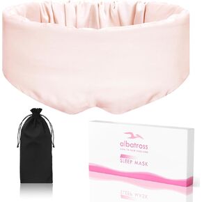 100% Natural Silk Sleep Mask for Men and Women, Upgraded Face-Hugging Padded Silk Eye Cover for Sleeping with Adjustable Band, Breathable & Soft for Sleeping, Yoga, Traveling (Black-Silk) in Kuwait