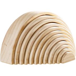 MERRYHEART Wooden Rainbow Stacking Toy, 12 Piece Wooden Rainbow Stacker, Extra Large Rainbow Stacking Toy, Nesting Puzzle Building Blocks Educational Toys for Kids Toddlers