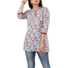 IshDeena Stylish Indian Kurtis for Women Print & Embroidered Casual Tunic Tops - Perfect for Travel, Festivals, and More!