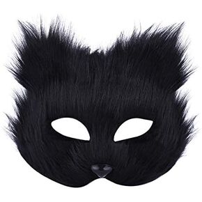 Faux Fur Animal Mask Halloween Party Costume Cosplay Fox Half Face Veil Eye Mask