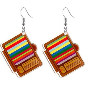 Retro Fashion Magnetic Tape Earrings for 80’s Party Women Girls Punk Retro Cassette Crush Colorful Drop Dangle Earrings Party Night Club Pretty