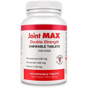 Joint MAX Double Strength Chewable Tablets for Dogs, Glucosamine, Chondroitin, Vitamins & Antioxidants, Hip & Joint Pain Relief & Support Supplement - Veterinarian Formulated, Made in USA, 120 Tablets
