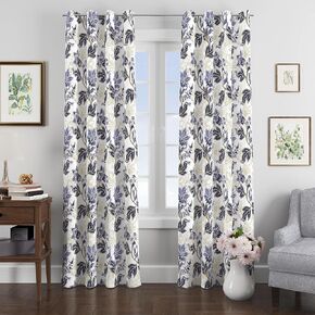 notepure Green Leaves Botanical Curtain 100% Blackout Curtains for Bedroom Full Room Darkening Noise Reducing Thermal Insulated Grommet Window Drapes Black Out Curtain, Black (52 x 84 Inch, 2 Panels) in Saudi Arabia