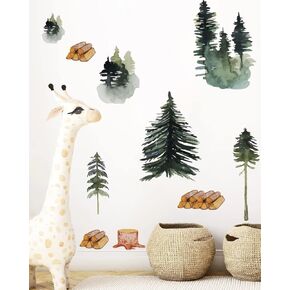 Nursery Animal Wall Decals Peel and Stick, Vinyl Jungle Animal Wall Decals Stickers Watercolor Woodland Animals Bear Fox Owl Squirrel Wall Decor for Baby Toddlers Boys Bedroom Nursery