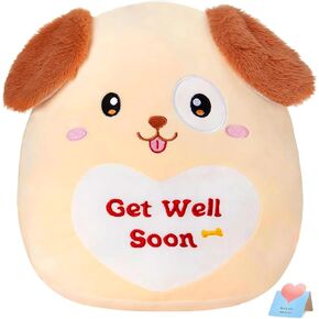 WEWILL 12’’ Get Well Soon Puppy Soft Plush Pillow Cute Get Well Dog Stuffed Animal Toy Gifts for Toddler Kids Boys Girls