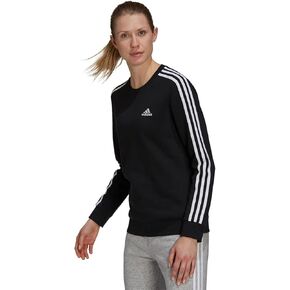 adidas womens Essentials 3-Stripes Fleece Sweatshirt, True Pink-white, Small