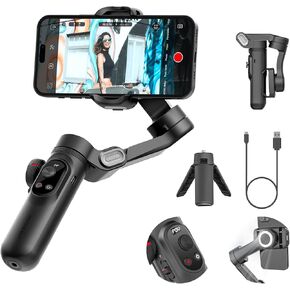 AOCHUAN Professional 3-Axis Gimbal Stabilizer for Smartphone w/RGB Fill Light Extension Rod OLED Display Wireless Charging for iPhone 15 14 13 Pro/Max Galaxy S22 TikTok YouTube (Smart X Pro Combo1)