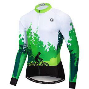 JPOJPO Cycling Jersey Men Skull Team Bike Clothing Long Sleeve Quick-Dry Reflective S-3XL