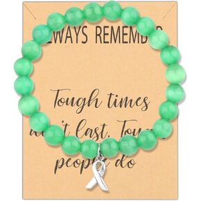 CENWA Green Ribbon Mental Health Awareness Beads Bracelet Green Awareness Support Gift Green Ribbon Warrior Jewelry