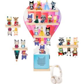 for Toniebox Starter Tonie Shelf Wall Mounted Set of 4 (Balloons and 3 Cloud),Tonies Figures Tonies Storage,Magnetic Wooden Floating Shelves Compatible with Tonie box Player Character
