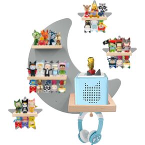 for Toniebox Starter Tonie Shelf Wall Mounted Set of 4 (Balloons and 3 Cloud),Tonies Figures Tonies Storage,Magnetic Wooden Floating Shelves Compatible with Tonie box Player Character