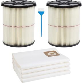 2 عبوة 9-38751 فلتر خرطوشة بديل CMXZVBE38751 غبار ناعم للحرفيين 5-20 جالون رطب/جاف + 4 عبوات 38749 أكياس غبار مفرغة CMXZVBE38749 للحرفيين 16 و20 جالون متجر Vac in Kuwait