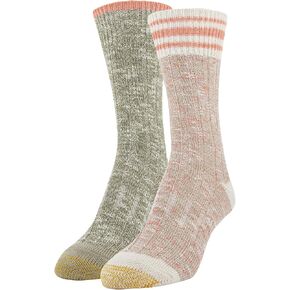 Gold Toe womens Lux Spacedye Slub Crew Socks, Washed Blue, Midnight, Shoe Size 6-9 US