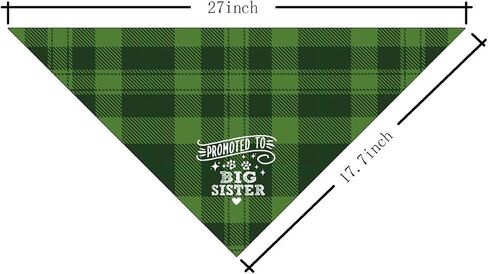 Promoted to Big Sister Dog Bandana, Dog Bandana, Green Buffalo Plaid Pet Scarf, Pet Dog Scarf Accessories, Pet Dog Gender Revealing Triangle Scarf, Dog Bandana for Small Medium Large Dogs (C28) in Saudi Arabia