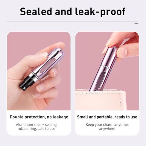 6 Pack 5ml Refillable Perfume Atomizer Spray Bottle Portable Mini Empty Easy to Fill Scent Aftershave Pump Case Travel Outgoing Purse Multicolor in Kuwait