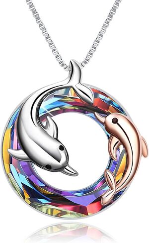 ONEFINITY Dolphin Necklaces Gifts for Women Sterling Silver Crystal Dolphin Pendant Mother and Daughter Ocean Jewelry for Mom Girls Mother's Day Gifts in Saudi Arabia