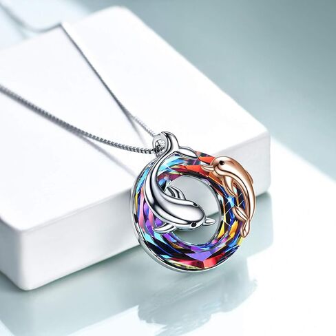 ONEFINITY Dolphin Necklaces Gifts for Women Sterling Silver Crystal Dolphin Pendant Mother and Daughter Ocean Jewelry for Mom Girls Mother's Day Gifts in Saudi Arabia