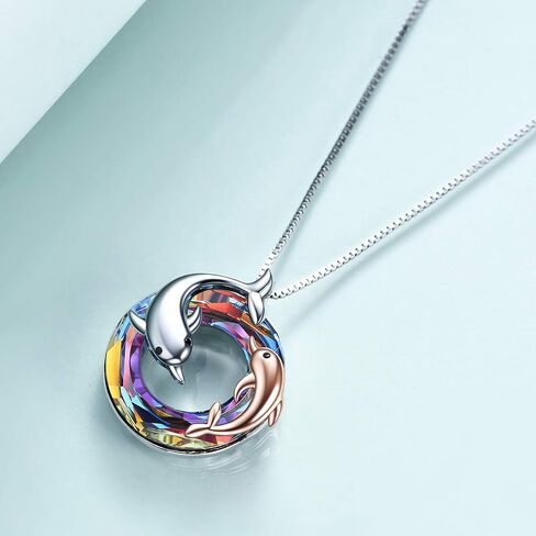 ONEFINITY Dolphin Necklaces Gifts for Women Sterling Silver Crystal Dolphin Pendant Mother and Daughter Ocean Jewelry for Mom Girls Mother's Day Gifts in Saudi Arabia