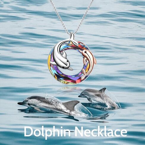 ONEFINITY Dolphin Necklaces Gifts for Women Sterling Silver Crystal Dolphin Pendant Mother and Daughter Ocean Jewelry for Mom Girls Mother's Day Gifts in Saudi Arabia