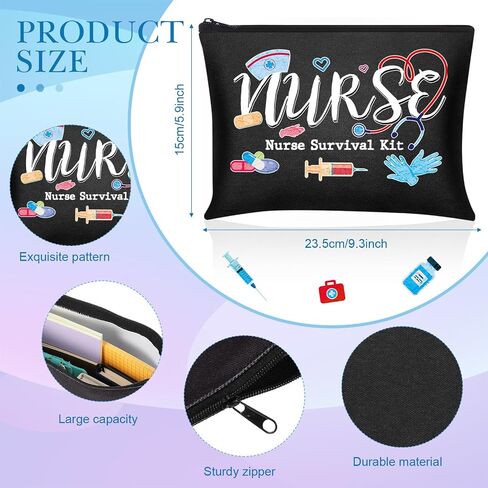 Photect 6 Pieces Nurse Makeup Bags Nurse Canvas Cosmetic Bag Nurse Survival Kit Travel Pouch Bag Nursing Zipper Pouch Nurse Gift for Women Girls Nurses School Nurse Practitioner Supplies in Saudi Arabia