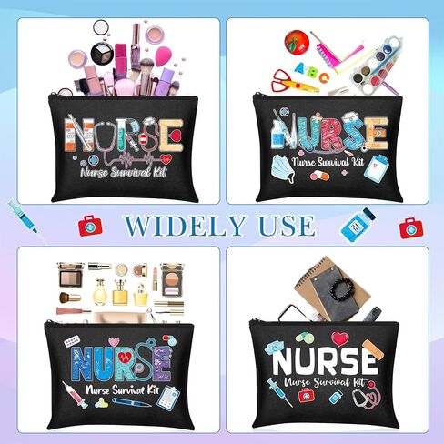 Photect 6 Pieces Nurse Makeup Bags Nurse Canvas Cosmetic Bag Nurse Survival Kit Travel Pouch Bag Nursing Zipper Pouch Nurse Gift for Women Girls Nurses School Nurse Practitioner Supplies in Saudi Arabia