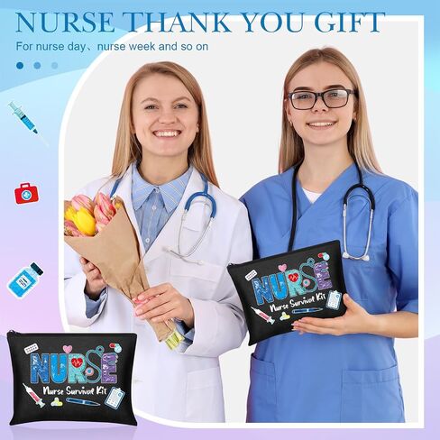 Photect 6 Pieces Nurse Makeup Bags Nurse Canvas Cosmetic Bag Nurse Survival Kit Travel Pouch Bag Nursing Zipper Pouch Nurse Gift for Women Girls Nurses School Nurse Practitioner Supplies in Saudi Arabia