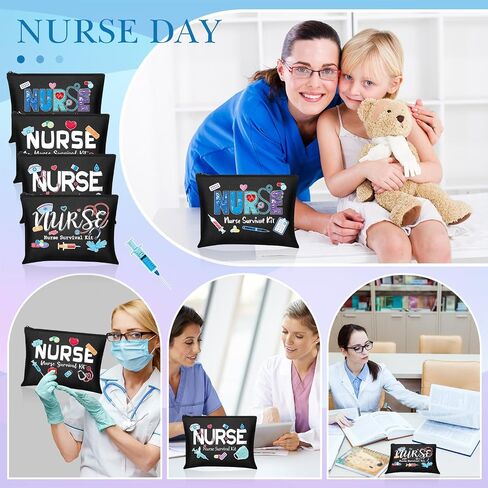 Photect 6 Pieces Nurse Makeup Bags Nurse Canvas Cosmetic Bag Nurse Survival Kit Travel Pouch Bag Nursing Zipper Pouch Nurse Gift for Women Girls Nurses School Nurse Practitioner Supplies in Saudi Arabia
