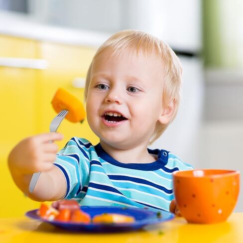 FUNNUO 4 Pack 18/8 Stainless Steel Toddler Forks with Colorful Giraffe image, Kids Metal Forks Set, Safe Children Forks for Self-Feeding, Dishwasher Safe (Colorful Giraffe) in Saudi Arabia
