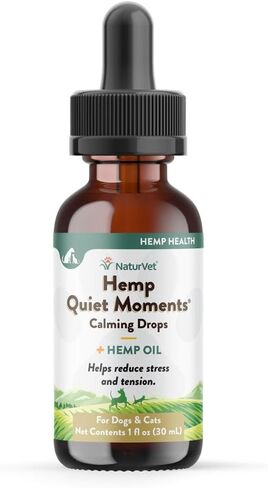 NaturVet - قطرات مهدئة للحظات هادئة من القنب - 118 مل - معززة بزيت بذور القنب والتريبتوفان والزنجبيل - تساعد على تقليل التوتر وتعزيز الاسترخاء - للكلاب والقطط in Kuwait