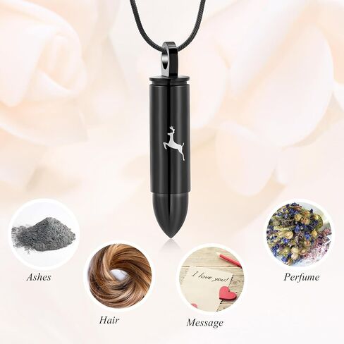 Deer Bullet Cremation Urn Necklace for Ashes Stainless Steel Memorial Cremation Jewelry for Loved One's Ashes Pendant in Kuwait