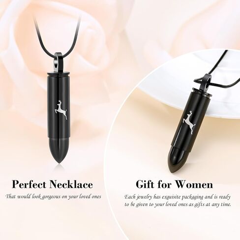 Deer Bullet Cremation Urn Necklace for Ashes Stainless Steel Memorial Cremation Jewelry for Loved One's Ashes Pendant in Kuwait