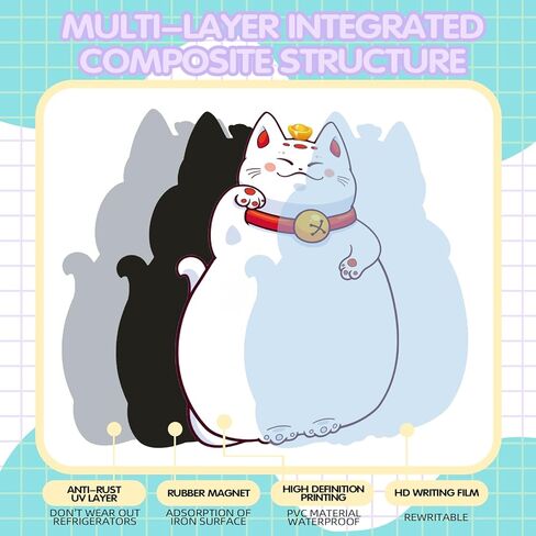 لوح مسح جاف مغناطيسي للثلاجة، ديكورات للثلاجة أو الباب المعدني، يأتي مع قلم تحديد وممحاة واحدة، للأطفال للكتابة والرسم (القطط) in Kuwait