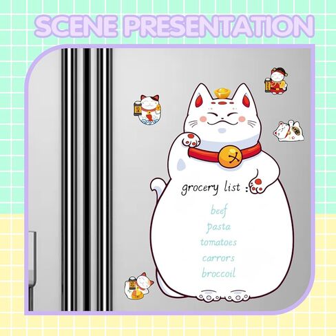 لوح مسح جاف مغناطيسي للثلاجة، ديكورات للثلاجة أو الباب المعدني، يأتي مع قلم تحديد وممحاة واحدة، للأطفال للكتابة والرسم (القطط) in Kuwait