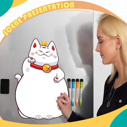 لوح مسح جاف مغناطيسي للثلاجة، ديكورات للثلاجة أو الباب المعدني، يأتي مع قلم تحديد وممحاة واحدة، للأطفال للكتابة والرسم (القطط) in Kuwait