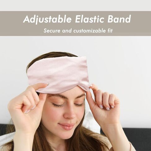 100% Natural Silk Sleep Mask for Men and Women, Upgraded Face-Hugging Padded Silk Eye Cover for Sleeping with Adjustable Band, Breathable & Soft for Sleeping, Yoga, Traveling (Black-Silk) in Kuwait