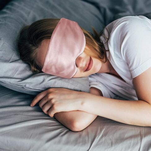 100% Natural Silk Sleep Mask for Men and Women, Upgraded Face-Hugging Padded Silk Eye Cover for Sleeping with Adjustable Band, Breathable & Soft for Sleeping, Yoga, Traveling (Black-Silk) in Kuwait