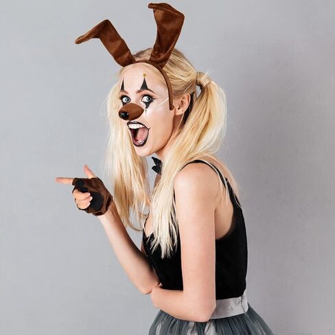 10 Pieces Puppy Dog Costume Set Dog Ear Headband, Bow Tie, Tail, Fake Nose and Puppy Paw Gloves Animal Costume Accessories for Halloween Cosplay Costume Dress Up Party Decoration in Saudi Arabia