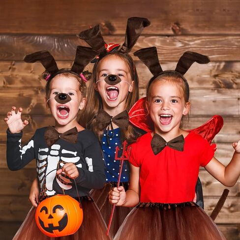 10 Pieces Puppy Dog Costume Set Dog Ear Headband, Bow Tie, Tail, Fake Nose and Puppy Paw Gloves Animal Costume Accessories for Halloween Cosplay Costume Dress Up Party Decoration in Saudi Arabia
