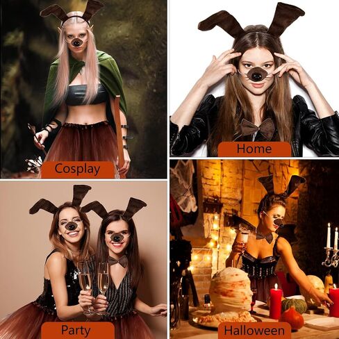 10 Pieces Puppy Dog Costume Set Dog Ear Headband, Bow Tie, Tail, Fake Nose and Puppy Paw Gloves Animal Costume Accessories for Halloween Cosplay Costume Dress Up Party Decoration in Saudi Arabia