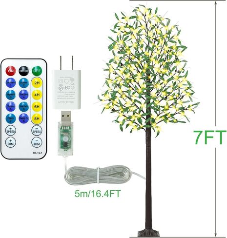 4FT 60 شجرة زيتون مضاءة LED - أشجار زيتون صناعية داخلية مع 6 فروع، 12 فاكهة 120 ورقة، جهاز تحكم عن بعد 8 أوضاع وامضة، توقيت، DC 5V آمن، شجرة زيتون صناعية لتزيين المنزل في الحفلات الخارجية in Kuwait