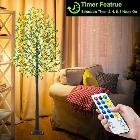 4FT 60 شجرة زيتون مضاءة LED - أشجار زيتون صناعية داخلية مع 6 فروع، 12 فاكهة 120 ورقة، جهاز تحكم عن بعد 8 أوضاع وامضة، توقيت، DC 5V آمن، شجرة زيتون صناعية لتزيين المنزل في الحفلات الخارجية in Kuwait