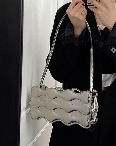 DJBM Sparkly Metallic Clutch Purses for Women PU Leather Shoulder Bag Hobo Bag Y2k Tote Handbag in Saudi Arabia