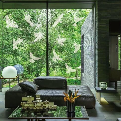 ملصقات نافذة مضادة للتصادمات لمنع ضربات الطيور، ملصقات نافذة على شكل أوراق ثابتة تمنع ضربات الطيور على زجاج النافذة - شفاف in Kuwait