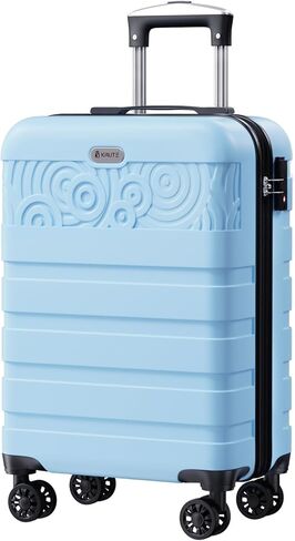 حقيبة كروت بعجلات، أمتعة صلبة مقاس 24 بوصة من الكمبيوتر الشخصي + أمتعة مسجلة بنظام ABS مع قفل TSA خفيفة الوزن باللون الأزرق الفاتح in Kuwait