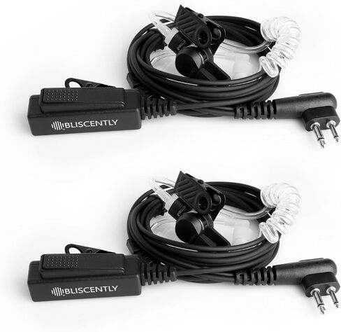 Earpieces for Motorola Walkie Talkies with Mic 2 Pin Covert Air Tube Headset and Big PPT Compatible with CP185 CP200 CP200D RDM2070D BPR40, Black in Kuwait