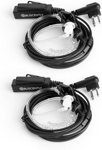 Earpieces for Motorola Walkie Talkies with Mic 2 Pin Covert Air Tube Headset and Big PPT Compatible with CP185 CP200 CP200D RDM2070D BPR40, Black in Kuwait
