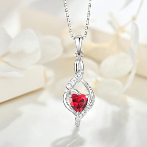 JIWOY Infinity Necklace Sterling Silver Love Heart Stone Pendant Birthstone Dangle Jewelry for Women in Saudi Arabia